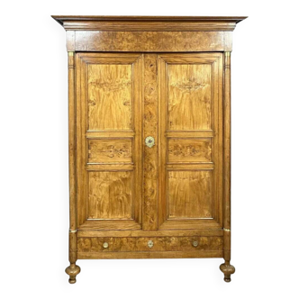 Empire period wardrobe in elm in blond oak circa 1810