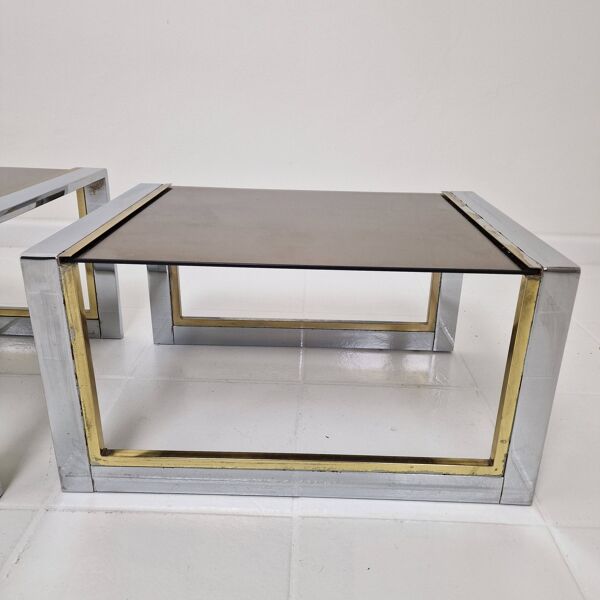 Ensemble de 3 tables gigognes modernes Regency par Belgo Chrom, années 1980