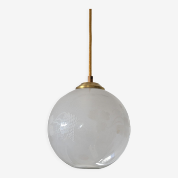 Suspension globe en verre motifs vigne