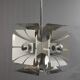 Impressive Space Age chandelier with 5 lights, chrome metal, Italy 1970s.