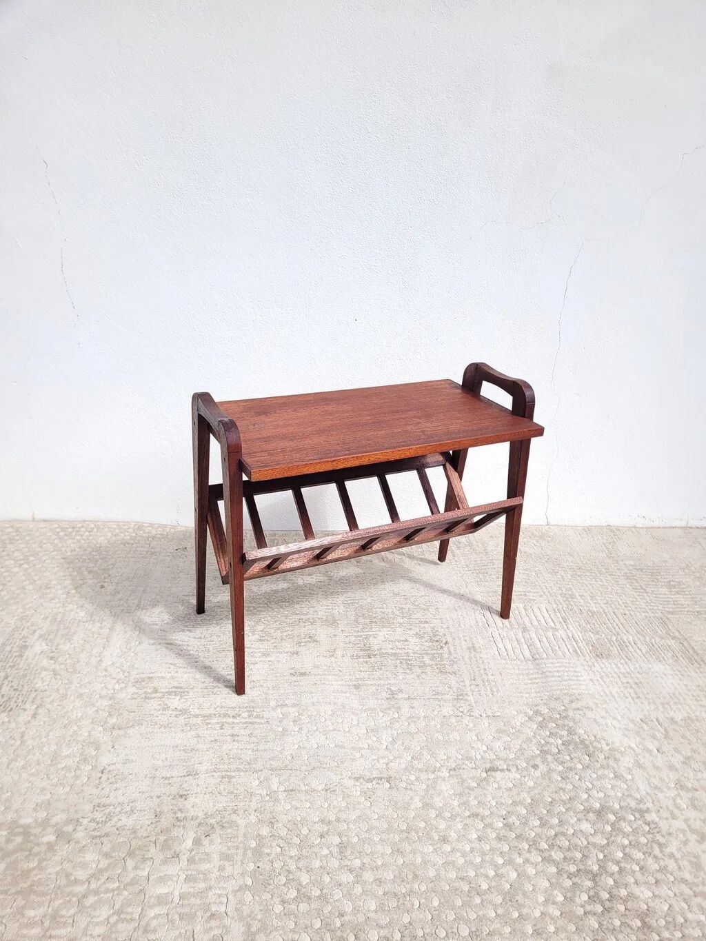 Vintage 1960s wooden magazine rack