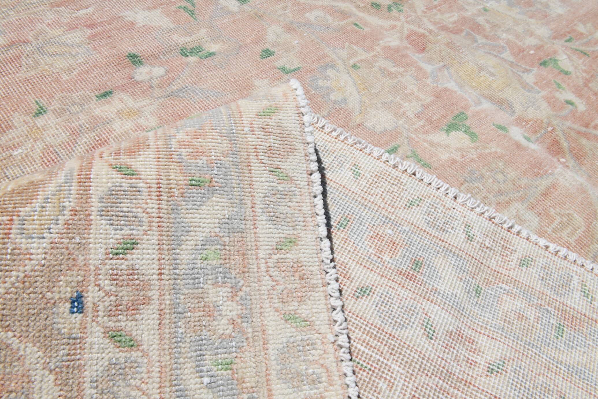 9x13 Blush Pink Vintage Persian Rug, Handmade Luxury Decor, 283x408 Cm