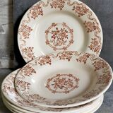 Six antique plates opaque porcelain from GIEN, service "Osborne"
