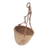 Rattan basket to hang vintage plant door