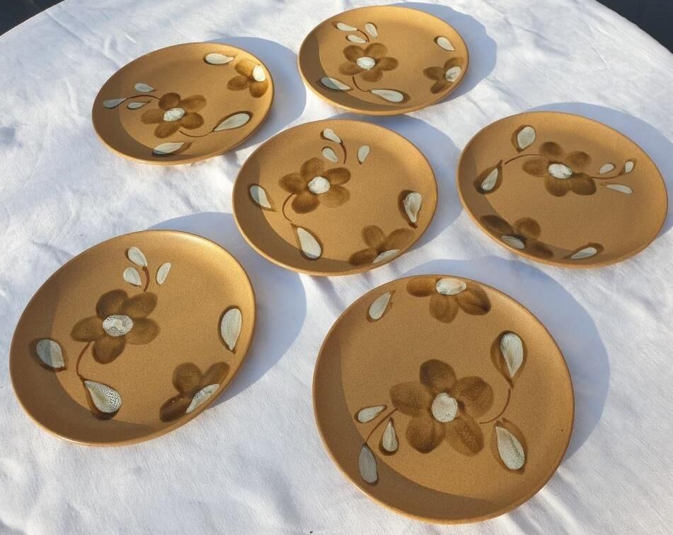 Set 6 flat plates D19.5 Nadège 1970 Sarreguemines