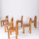 Chaises marron en cuir et bois, 1970s