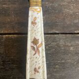 Cuillère de Service Louche Ancienne Metal Argenté + Manche Porcelaine