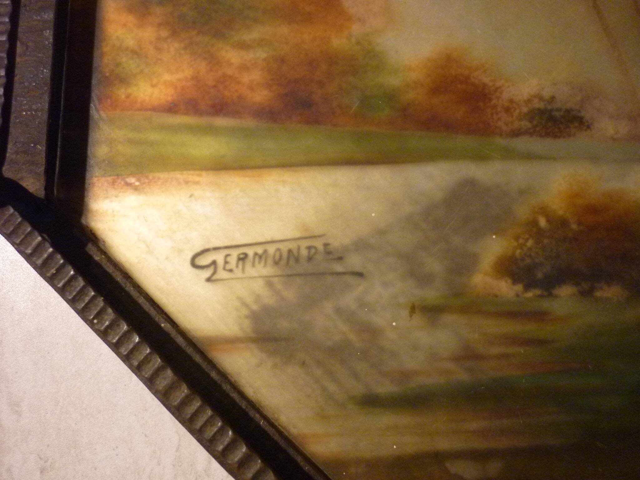 Art Deco hammered iron plateau or centrepiece table signed Germonde.