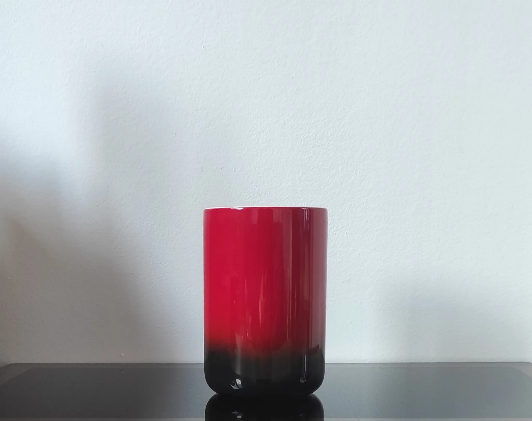 Vintage cylindrical vase in glazed ceramic