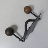 Coat rack with wooden ball hooks