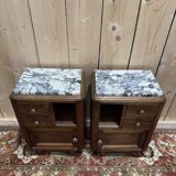 Pair of Art Deco bedside tables in walnut.