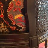 Louis XVI armchair with caning and dark green velvet