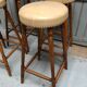 Tabourets de bar bistrot en chêne et cuir