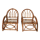 Pair of rattan armchairs 50s