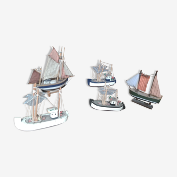 5 models of wooden boats