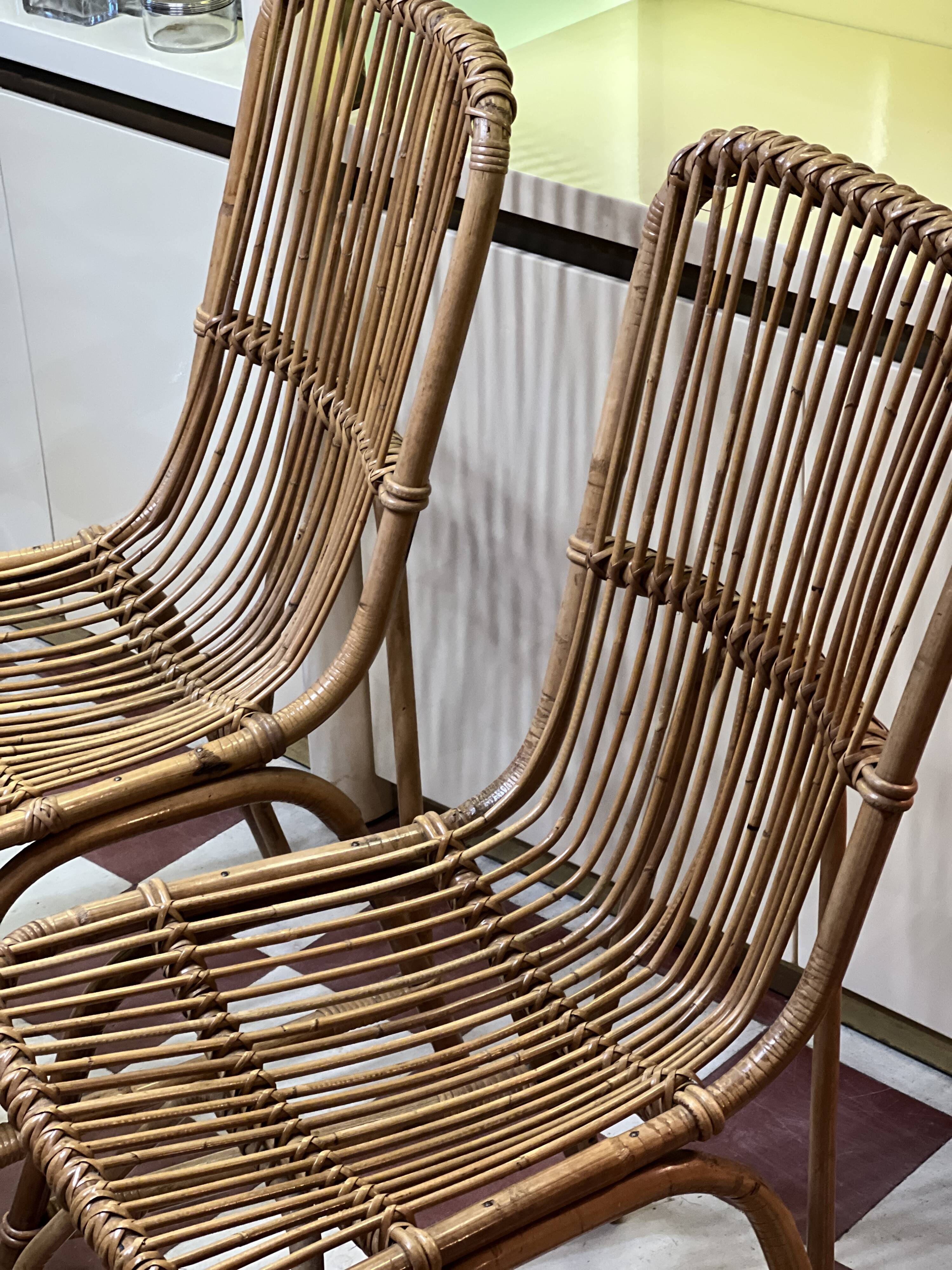 Paire de chaises en rotin