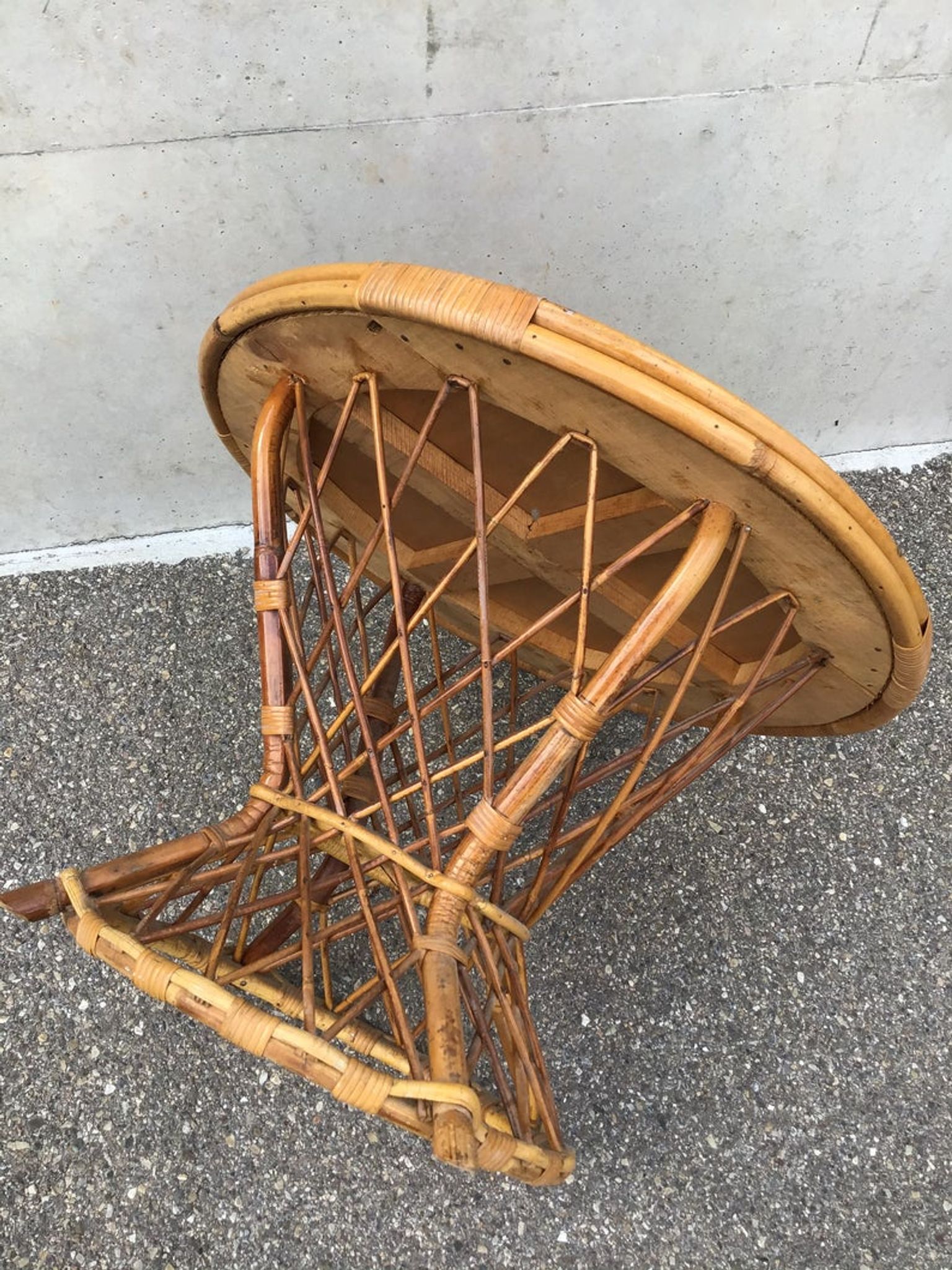 Mid-century vintage coffee table in rattan and bamboo 50/60s
