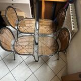Set of 4 Wrought Iron and Rattan Chairs