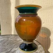 Ancien vase en cristal soufflé marbré