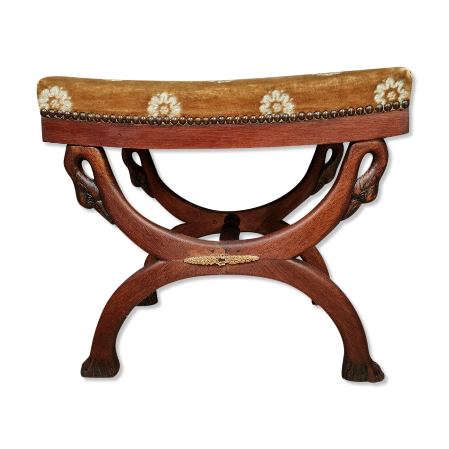 Empire curule stool with mahogany goosenecks