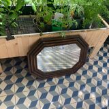 Rectangular mirror frame vintage bamboo 1970 45x59cm