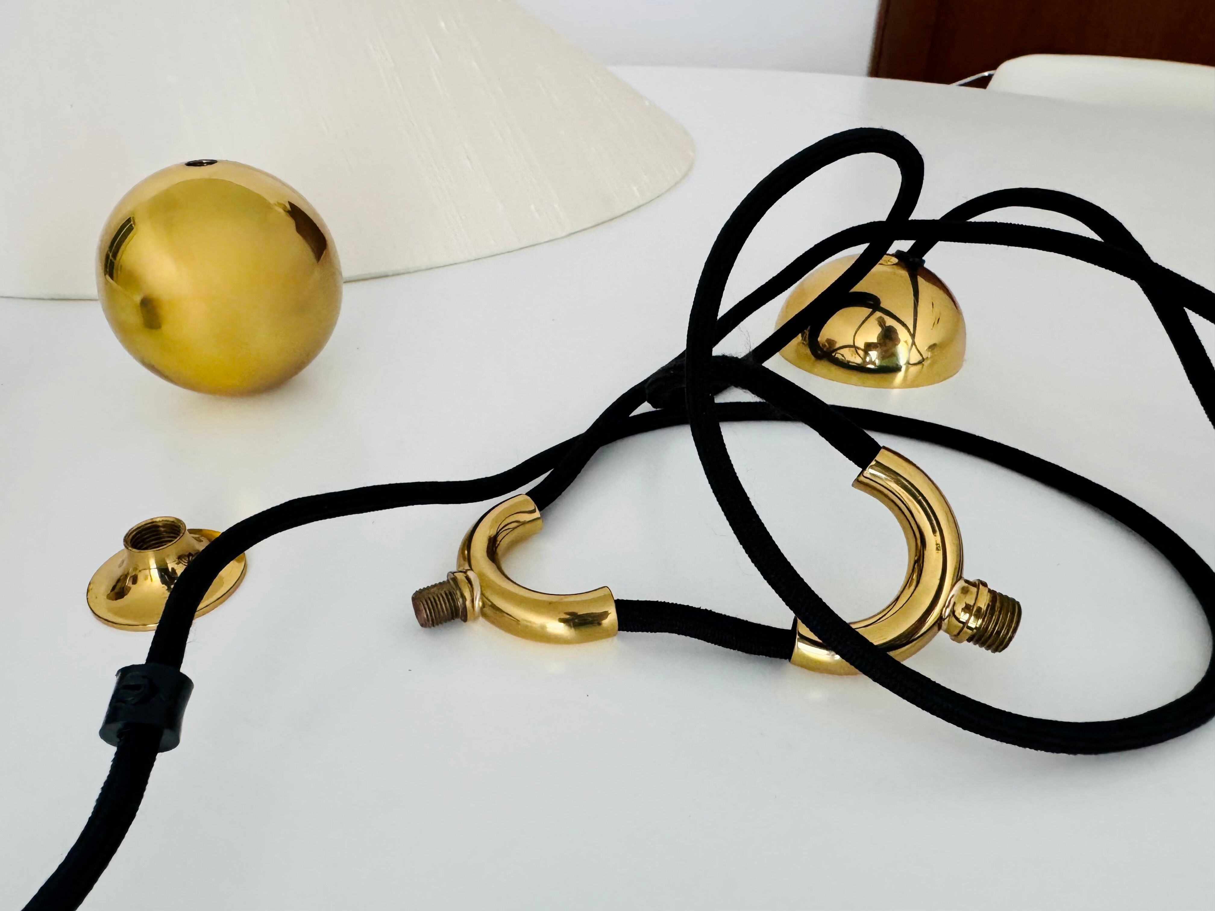 Large Adjustable Brass Pendant Lamp with Counterweight by Florian Schulz