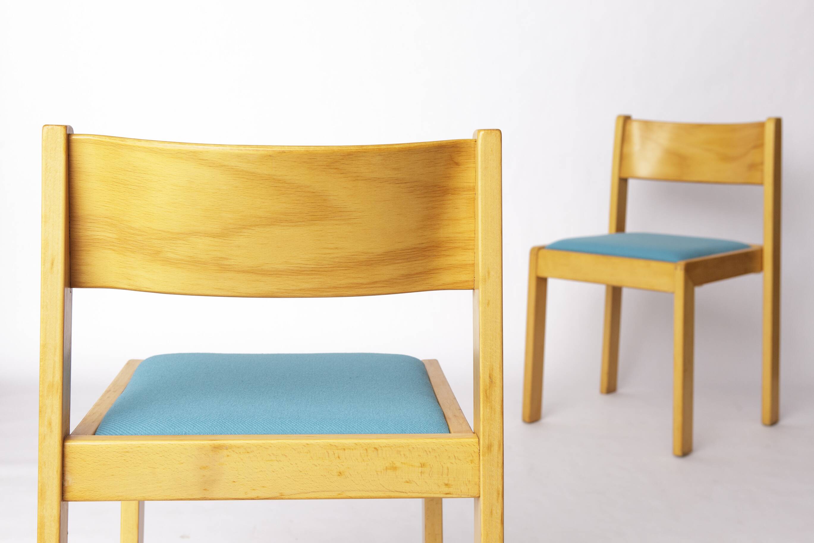 Set of 4 Vintage Flötotto Stacking Chairs – 1970s German Design, Beech Wood