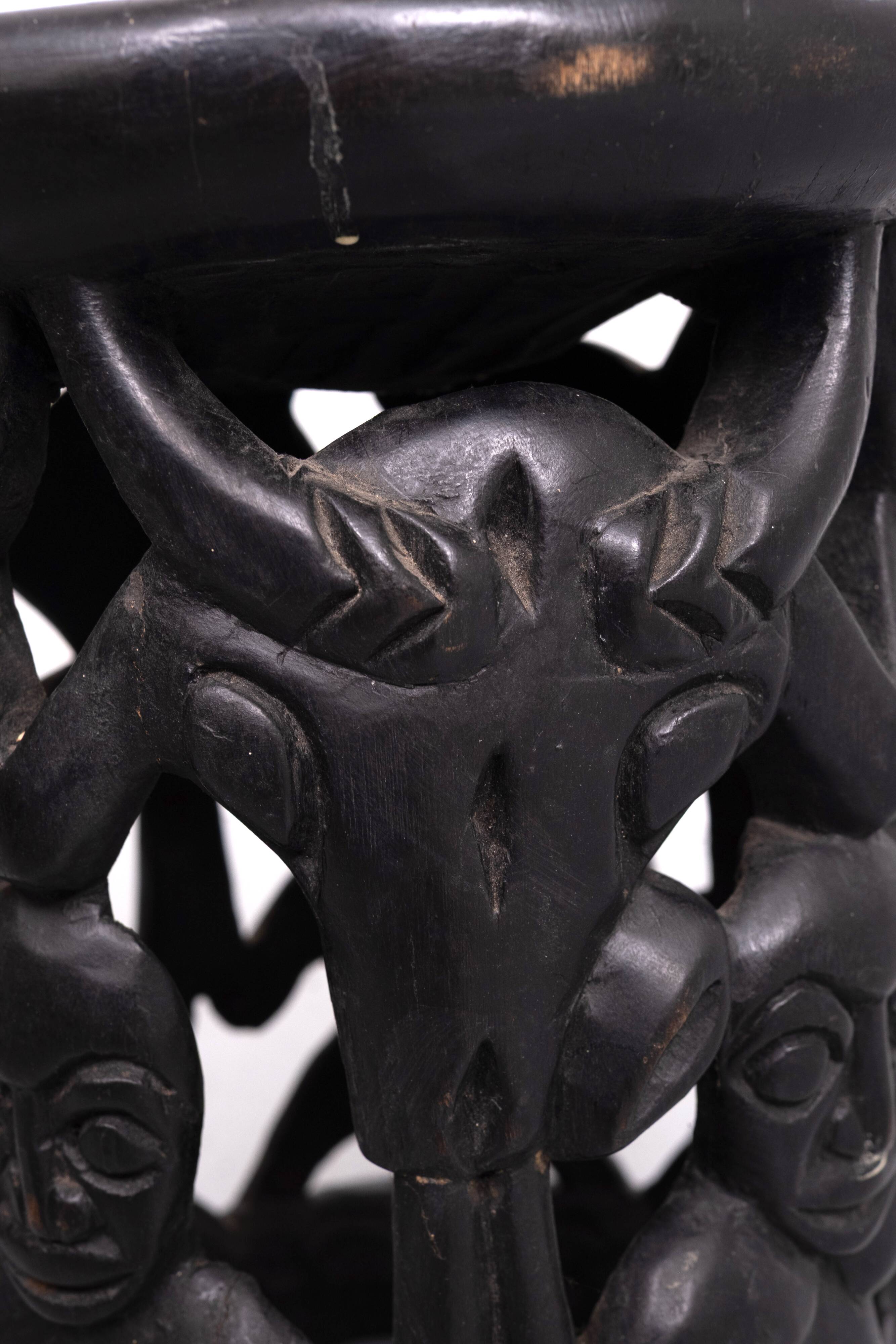 African tribal stool amileke, Cameroon Africa, 1950's
