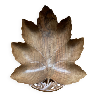 Carved wooden fruit bowl