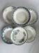 Set of 6 blue ironstone deep plates, antique French earthenware.
