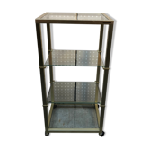 Shelf on wheels in gilded brass and glass Pierre Vandel Paris