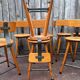 Vintage industrial workshop stool in wood, 1950s