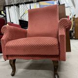 Vintage old pink velvet armchair