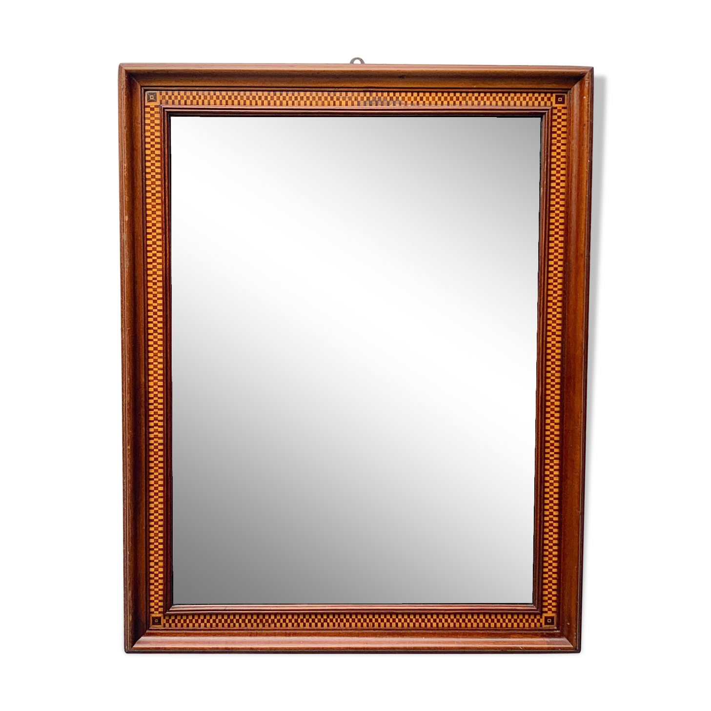Wall mirror rectangular marquetry wood frame