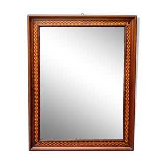 Wall mirror rectangular marquetry wood frame