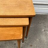 3 wooden nesting tables, 50s-60s