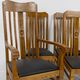 Set of 6 Art Nouveau chairs and armchairs in oak and leather.