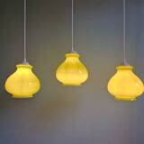 Vintage green opaline pendant light (4 available), 1960-70