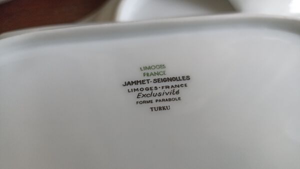 3 plats de service Jammet-Seignolles en porcelaine de Limoges. Parabole, décor Turku