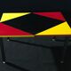 Metal foot coffee table, formica coating, red and yellow black geometry design