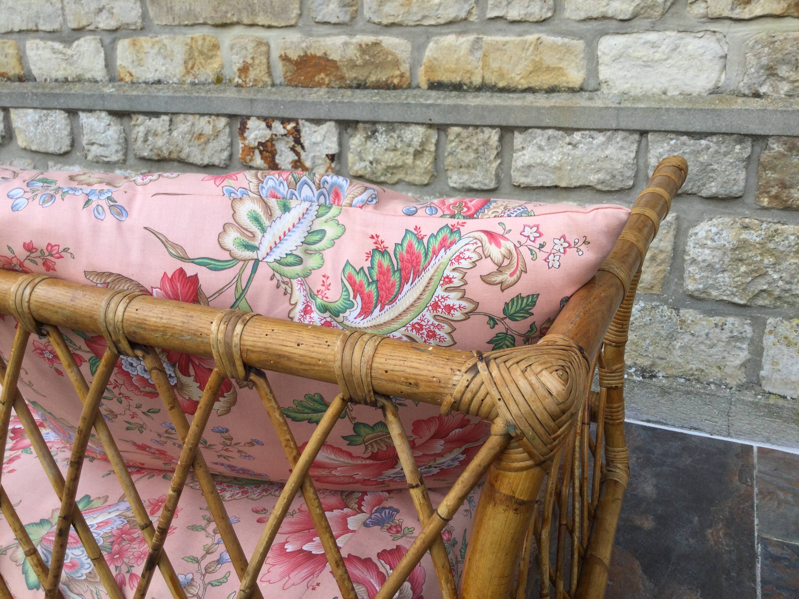 1950s rattan chaise longue sofa