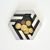 Vintage Brutalist Metal Vide-Poche & Ashtray – Geometric Industrial Design