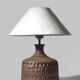 Ethnic Relief Ceramic White Shade Table Lamp, 1960s