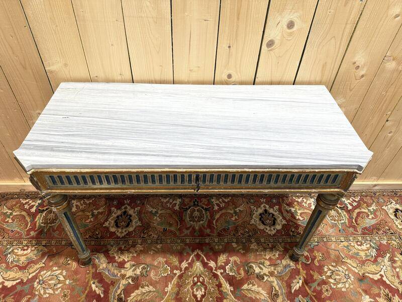 Console d'époque Louis XVI en bois peint