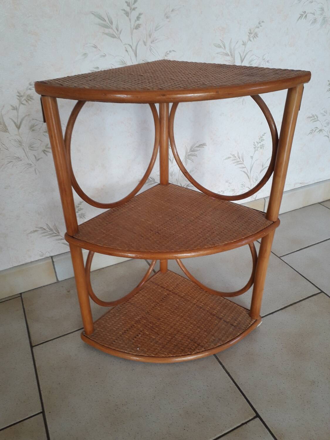 Bamboo rattan corner shelf