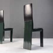 Copy of set of 6 Italian leather and green lacquer dining chairs, 1980s
