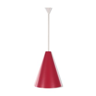 Red point hanging lamp with glass in it made in the 1960s.