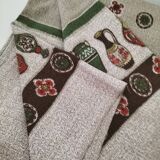 Nappe vintage à décor de poteries stylisées, années 60-70