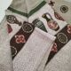 Vintage tablecloth with stylized pottery design, 1960s-70s