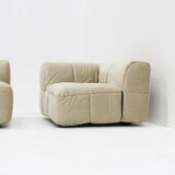 Vintage modular Arflex Strips sofa in beige velvet by Cini Boeri 1970s